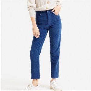 Everlane Women's Blue Cheeky Straight Corduroy Pant
